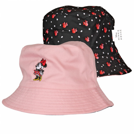Disney Minnie Mouse Character and All Over Symbols Reversible Bucket Hat